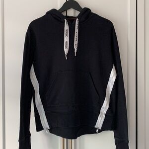 HUGO Black Hoodie with White Accents